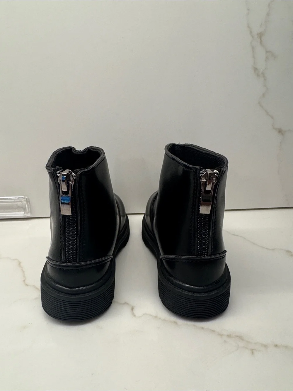 Toddler Black Ankle Boots with Rear Zip